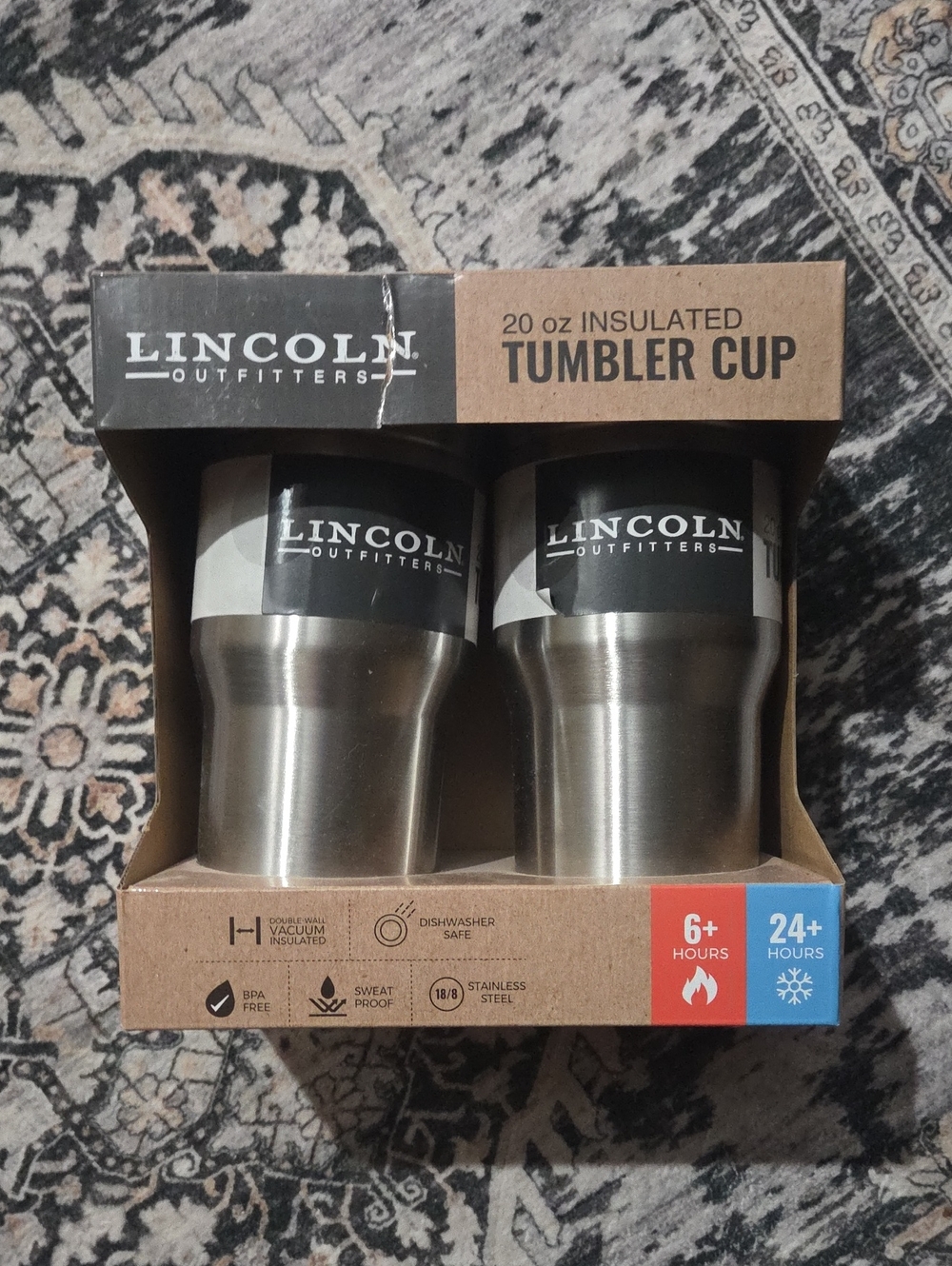 Stainless Steel 20 oz Insulated Tumbler Cups - Silver (2 Pack)